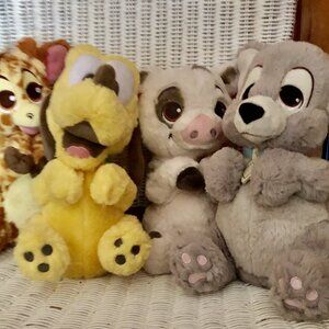 Disney Parks Babies Plush Lot Of 4~Giraffe~Pluto~Moana Pig~Tramp~All Excellent